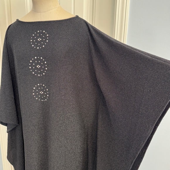 Misook Small Black Studded Cape Dress ~ Metallic Oversized Modern Cocktail - Picture 4 of 9